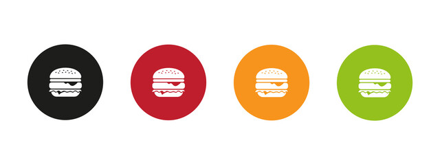 Hamburger. Burger. Cheeseburger. Fast food icons.