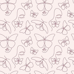 Face of an abstract woman with a butterfly.