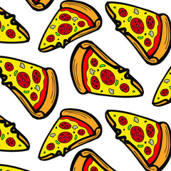 pizza seamless pattern background transparent. Fast food seamless vector pattern clipart.