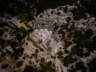 Aeriel view of Blaca hermitage, island Brac (Brač), Croatia