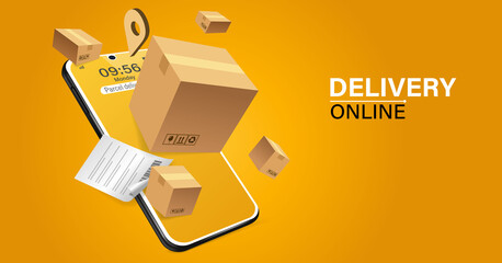 APP parcel delivery. Concept for fast delivery service. Vector illustration