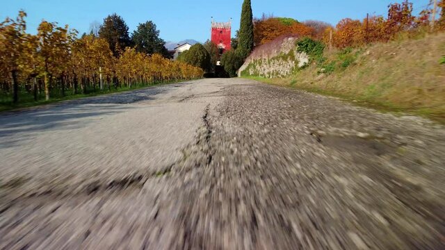 Autumn in the hills. Village and vineyards with an ancient flavor
