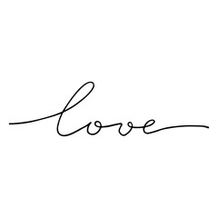 Love. Vector simple handwritten lettering. One line word.