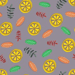 Seamless pattern of lemons on a colored background