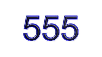 blue 555 number 3d effect white background