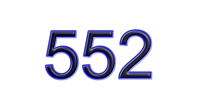 blue 552 number 3d effect white background