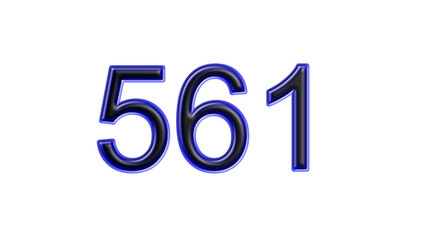 blue 561 number 3d effect white background