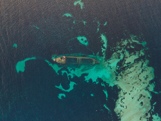 Famous shipwreck - wreck Michelle (Potonuli brod S. Michele) in the Adriatic sea, Dugi Otok, Croatia