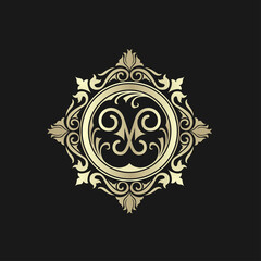 Luxury ornament vintage monogram logo.