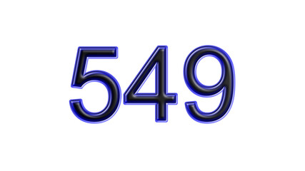 blue 549 number 3d effect white background