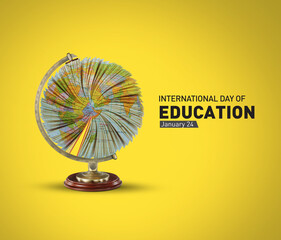 International Day of Education concept vector Illustration. World or earth globe isolated on book...