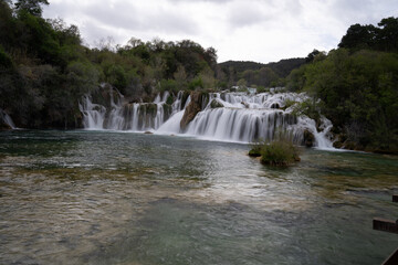 Waterfall, cascade in the Krka national park in Croatia