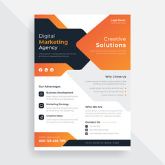 Orange corporate business flyer and modern promotional flyer layout