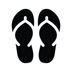 Slipper, footwear icon. Black vector graphics.