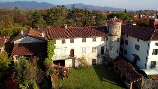 Autumn in the hills. Village and vineyards with an ancient flavor