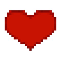 Red heart in pixel art style. 8 bit icon. Valentine's Day symbol.