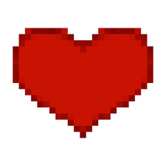 Red heart in pixel art style. 8 bit icon. Valentine's Day symbol.