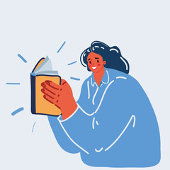 Vector illustration of Pretty african american girl with reading a book sitting on the windowsill.