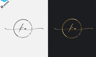 K a Initial handwriting signature logo, initial signature, elegant logo design
vector template.

