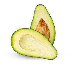 Sliced avocado on a white background. Vegetable.