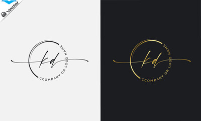 K d Initial handwriting signature logo, initial signature, elegant logo design
vector template.
 - obrazy, fototapety, plakaty