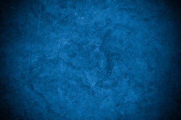 Old wall pattern texture cement blue dark abstract  blue color design are light with black gradient background.