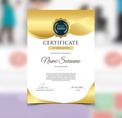 Naklejka na ściany i meble Vector illustratioAppriciation certificate best award diploman of gold detailed certificate