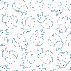 Seamless pattern with cute bunnies. Vector rabbits. Easter background