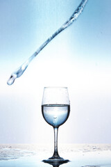 splash of water in a wine glass