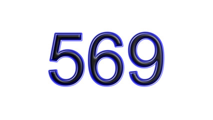 blue 569 number 3d effect white background