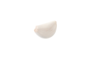 A clove of garlic, highlighted on a white background.
