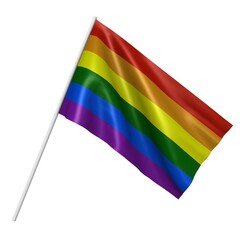 An LGBTQ flag with rainbow colors expressing equality and tolerance, a 3d illustration