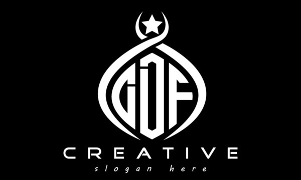 three letters DDF monogram curved oval initial logo design, geometric minimalist modern business shape creative logo, vector template