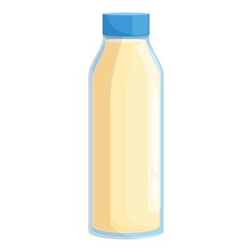 Fresh milk bottle icon cartoon vector. Cream product. Dairy milk