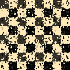 Cream and black checkerboard mosaic. Abstract background.