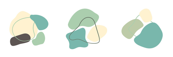 Minimal organic abstract shapes. Simple trendy backgrounds in pastel colors. Modern geometric design template. Vector illustration for social posts and story