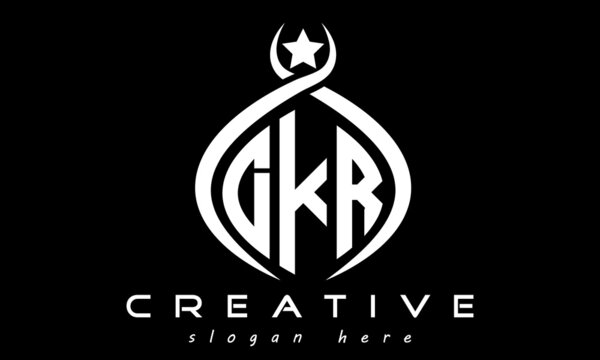 three letters DKR monogram curved oval initial logo design, geometric minimalist modern business shape creative logo, vector template