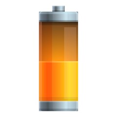 Half battery energy icon cartoon vector. Charger level. Mobile power