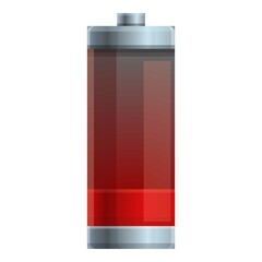 Low power battery icon cartoon vector. Charge energy. Load green