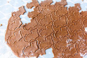 Gingerbread trains in the making..