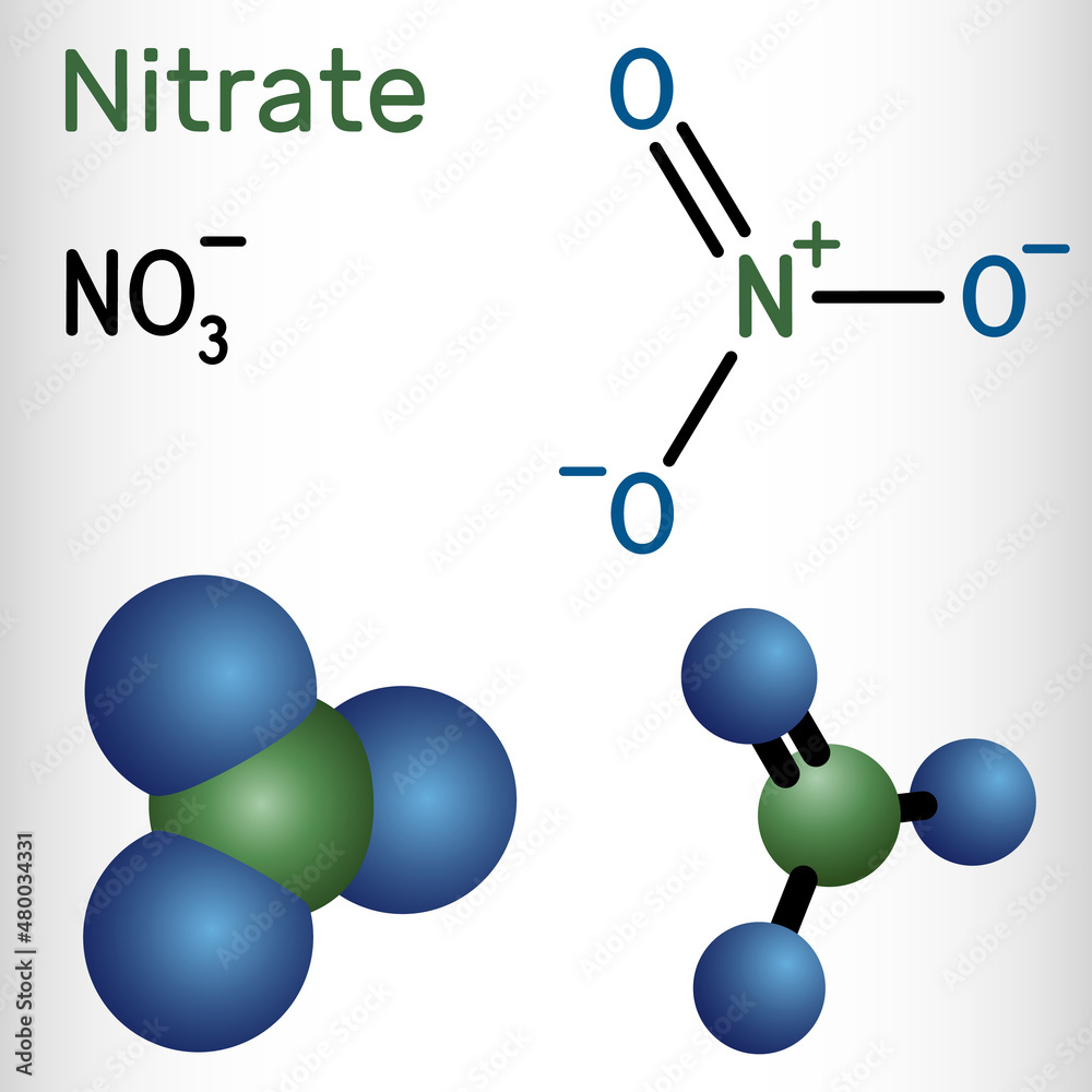 Canvas Prints nitrate anion molecule. nitric acid salts containing this ion are called nitrates. structural chemic