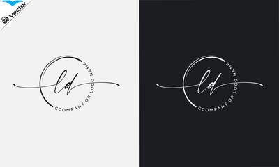 L d Initial handwriting signature logo, initial signature, elegant logo design
vector template.
 - obrazy, fototapety, plakaty