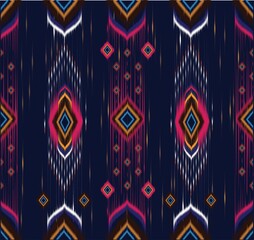 Seamless pattern Geometric ethnic oriental ikat seamless pattern traditional Design ,carpet,wallpaper,clothing,wrapping,Batik,fabric,Vector illustration for background .embroidery style.