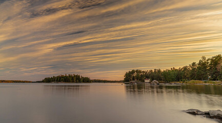Fototapeta na wymiar Beautiful sunset on the Baltic Sea in Finland