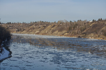 The North Saskatchewan River Freezing Over