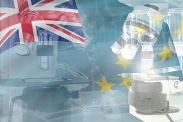 Tuvalu science development conceptual background - microscope on flag. Research in biotechnology or medicine, 3D illustration of object