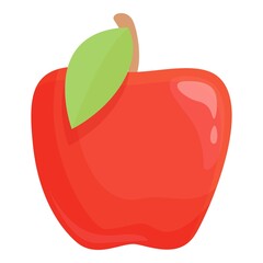 Red apple icon cartoon vector. Leaf fruit. Fresh juice