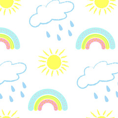 Cartoon seamless pattern with sky/