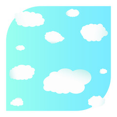 White clouds on blue sky background, simple flat design