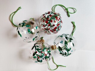 Christmas tree decorations - handmade painted christmas balls